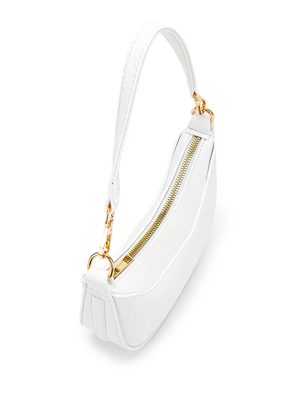 Mini Yarım Ay Tasarım Alisa Kadın El Ve Çapraz Çanta Beyaz-1