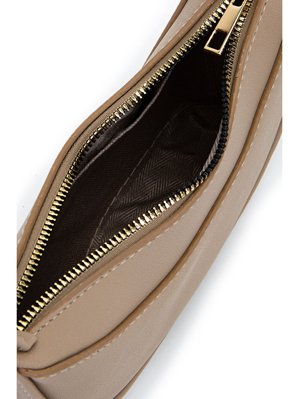 Mini Yarım Ay Tasarım Alisa Kadın El Ve Çapraz Çanta Bej-4