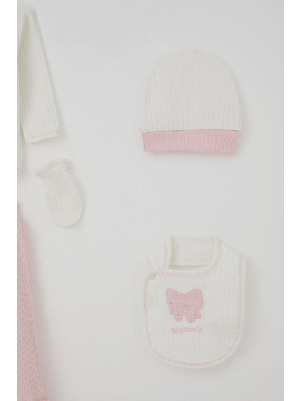 Kız Bebek Hastane Çıkışı 5 Li Fiyonk & Kelebek Nakışlı Ekru (0-3 Ay)-3