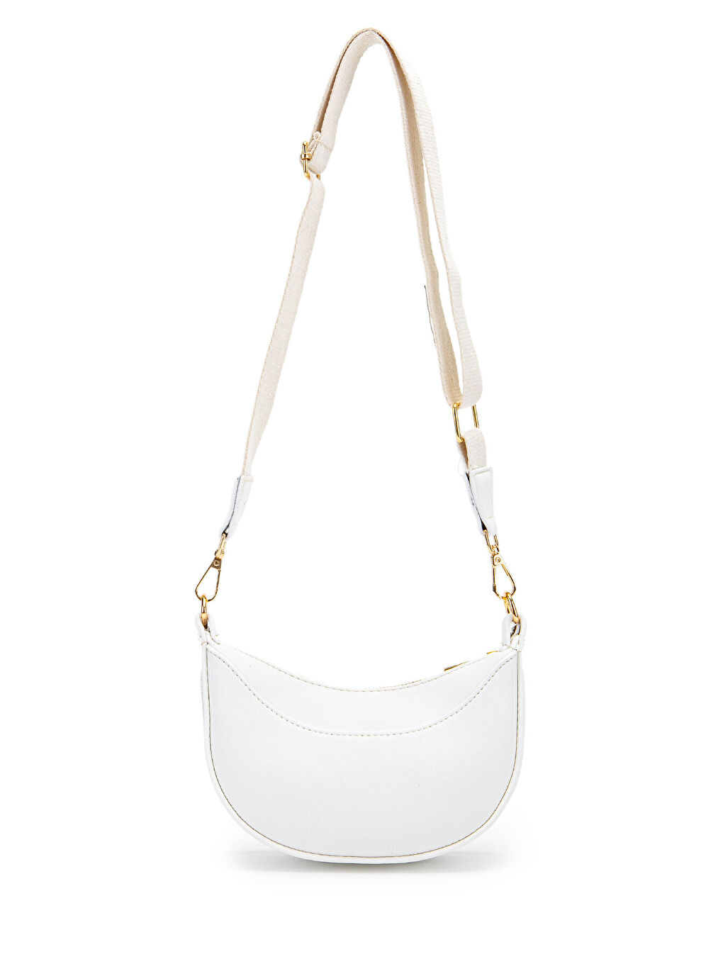 Mini Yarım Ay Tasarım Alisa Kadın El Ve Çapraz Çanta Beyaz-2