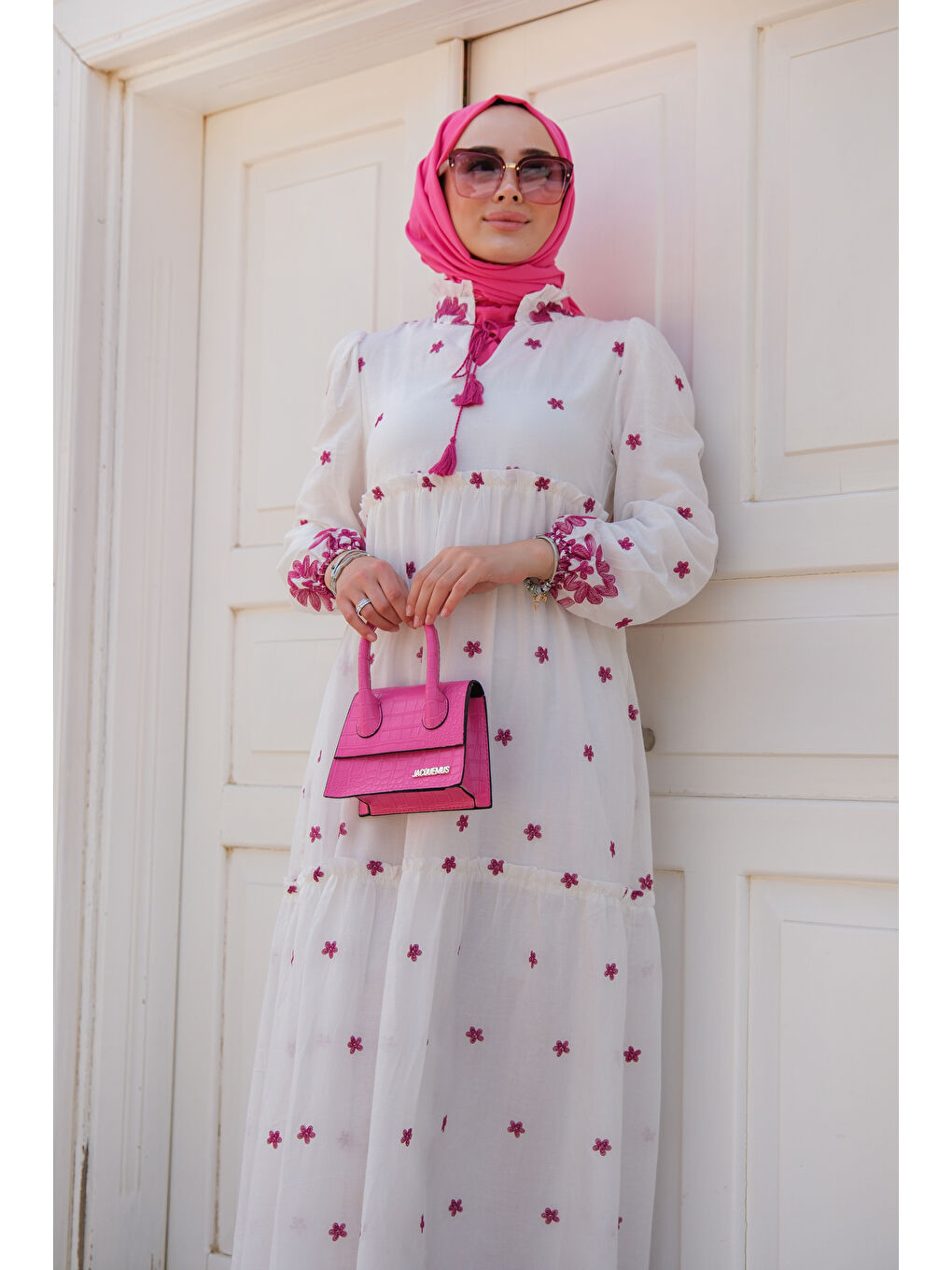 Çiçek Baskılı Elbise  Mor-1