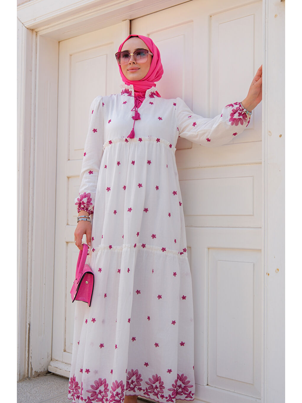 Çiçek Baskılı Elbise  Mor-2