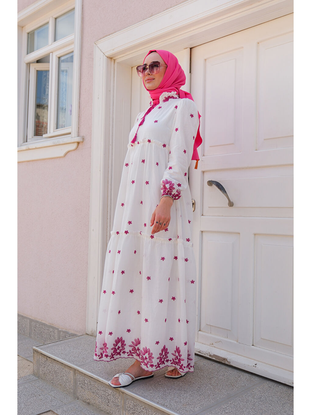 Çiçek Baskılı Elbise  Mor-3