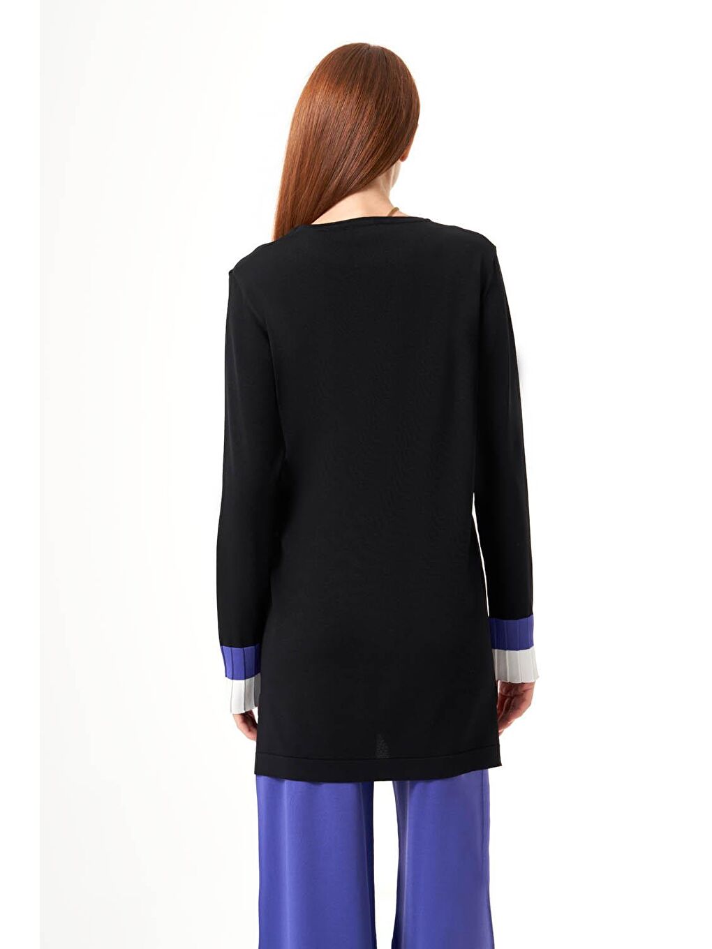 Kol Piliseli Rayon Triko Siyah Tunik-3