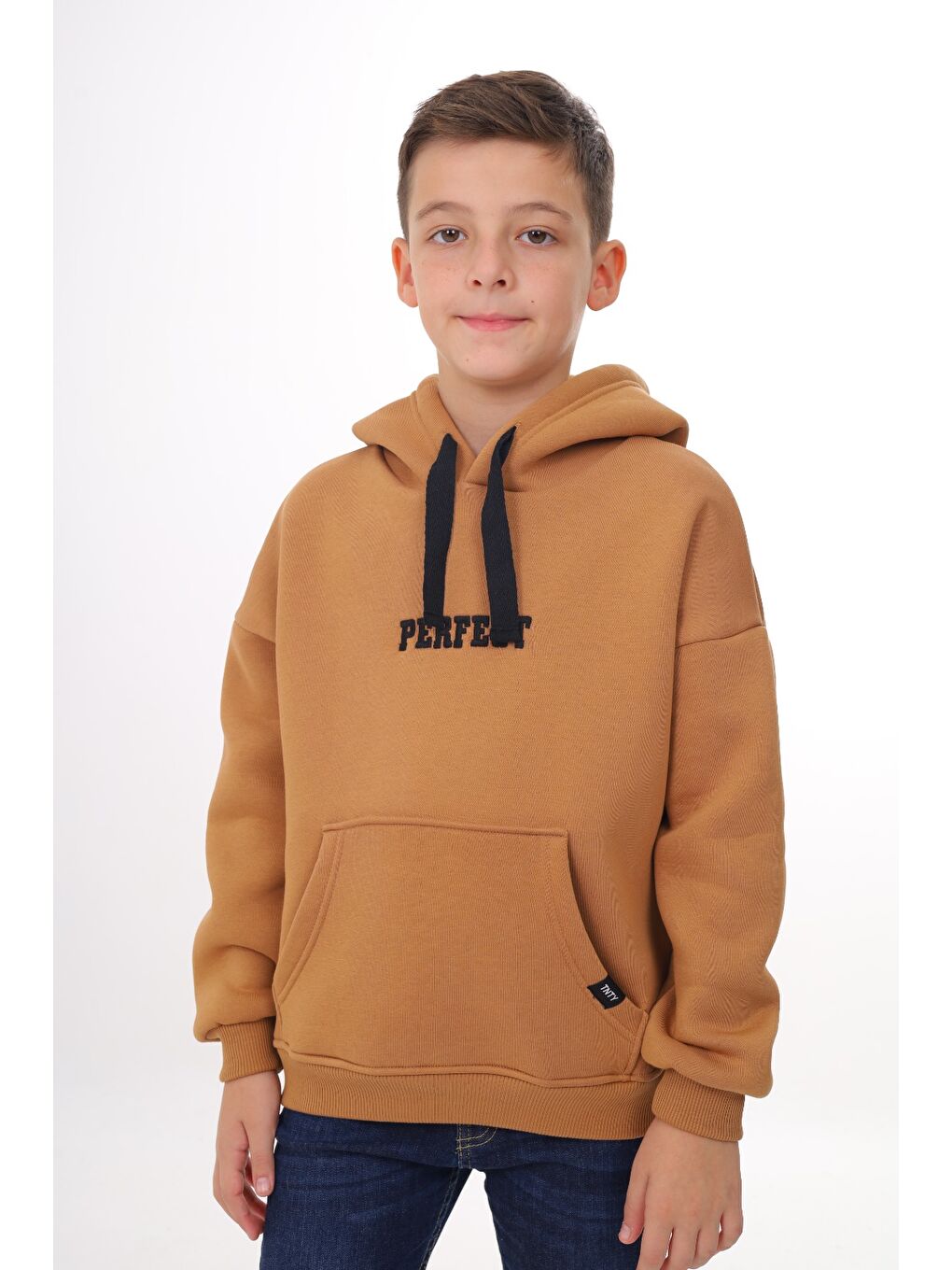 Kahverengi Erkek Çocuk Nakışlı Sweatshirt-1