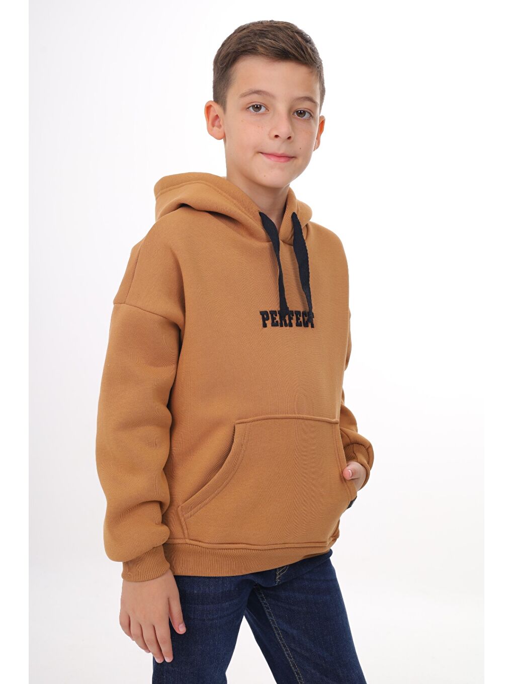 Kahverengi Erkek Çocuk Nakışlı Sweatshirt-4