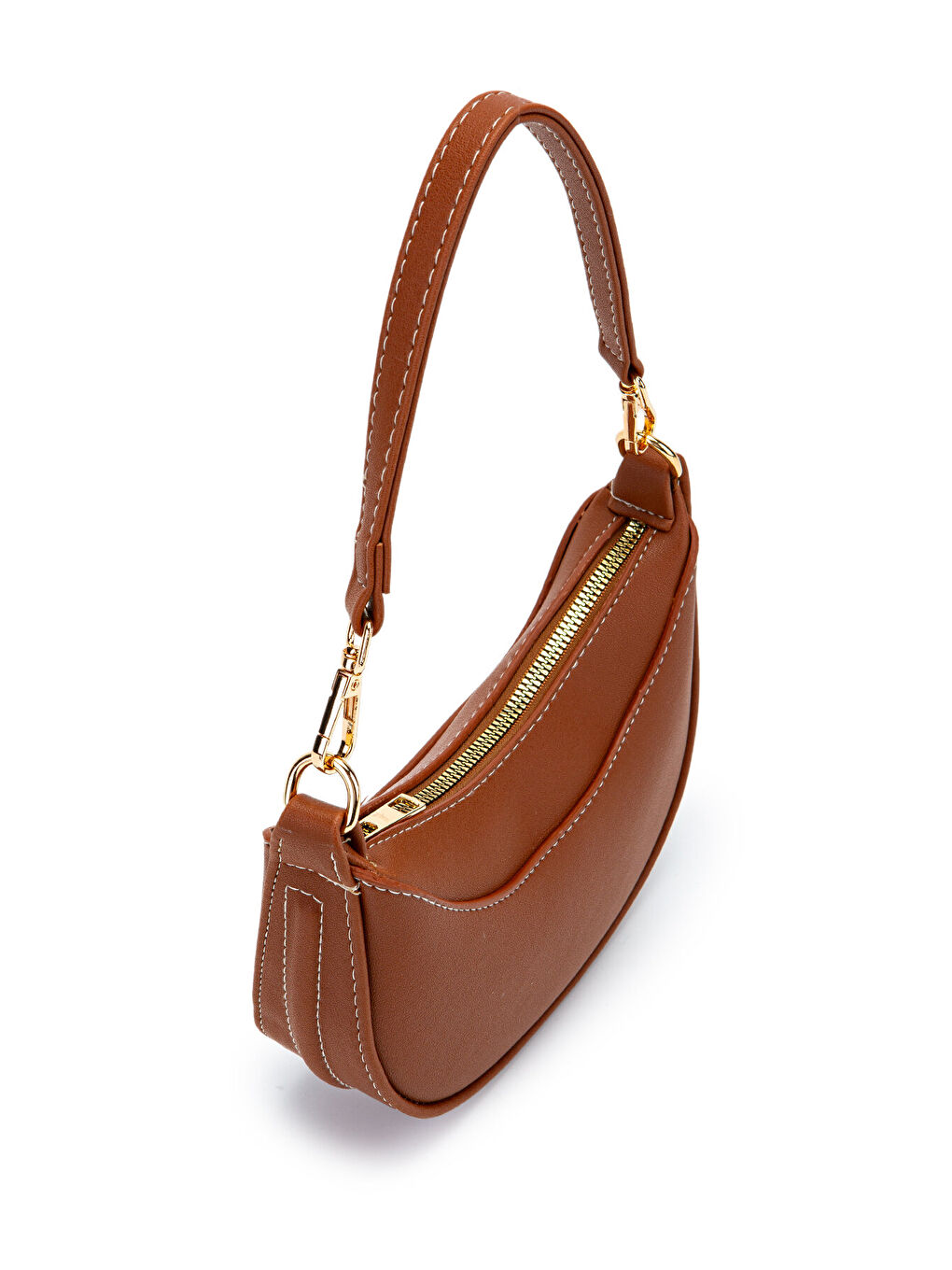 Kahverengi Mini Yarım Ay Tasarım Alisa Kadın El Ve Çapraz Çanta Taba-1