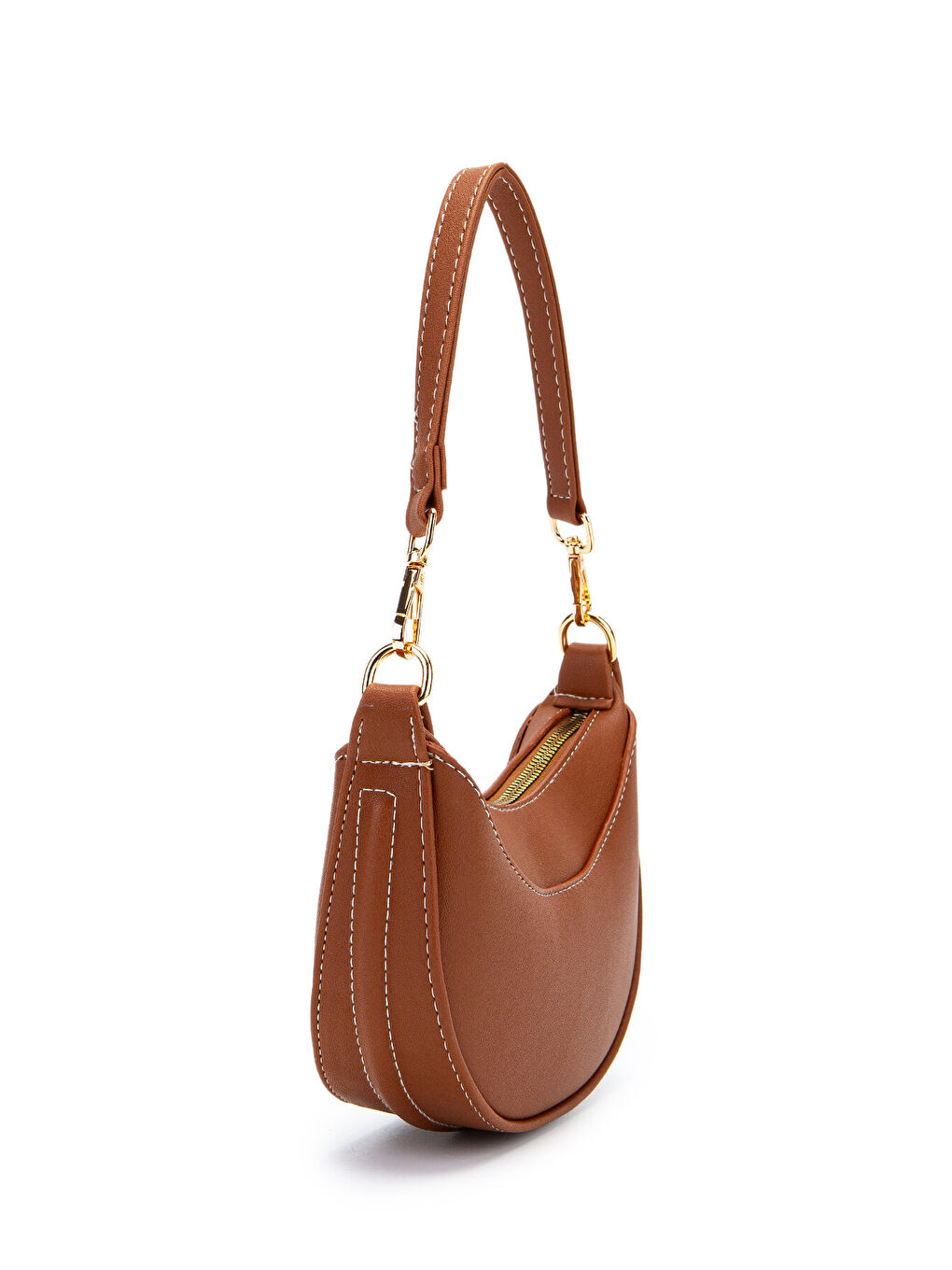 Kahverengi Mini Yarım Ay Tasarım Alisa Kadın El Ve Çapraz Çanta Taba-2