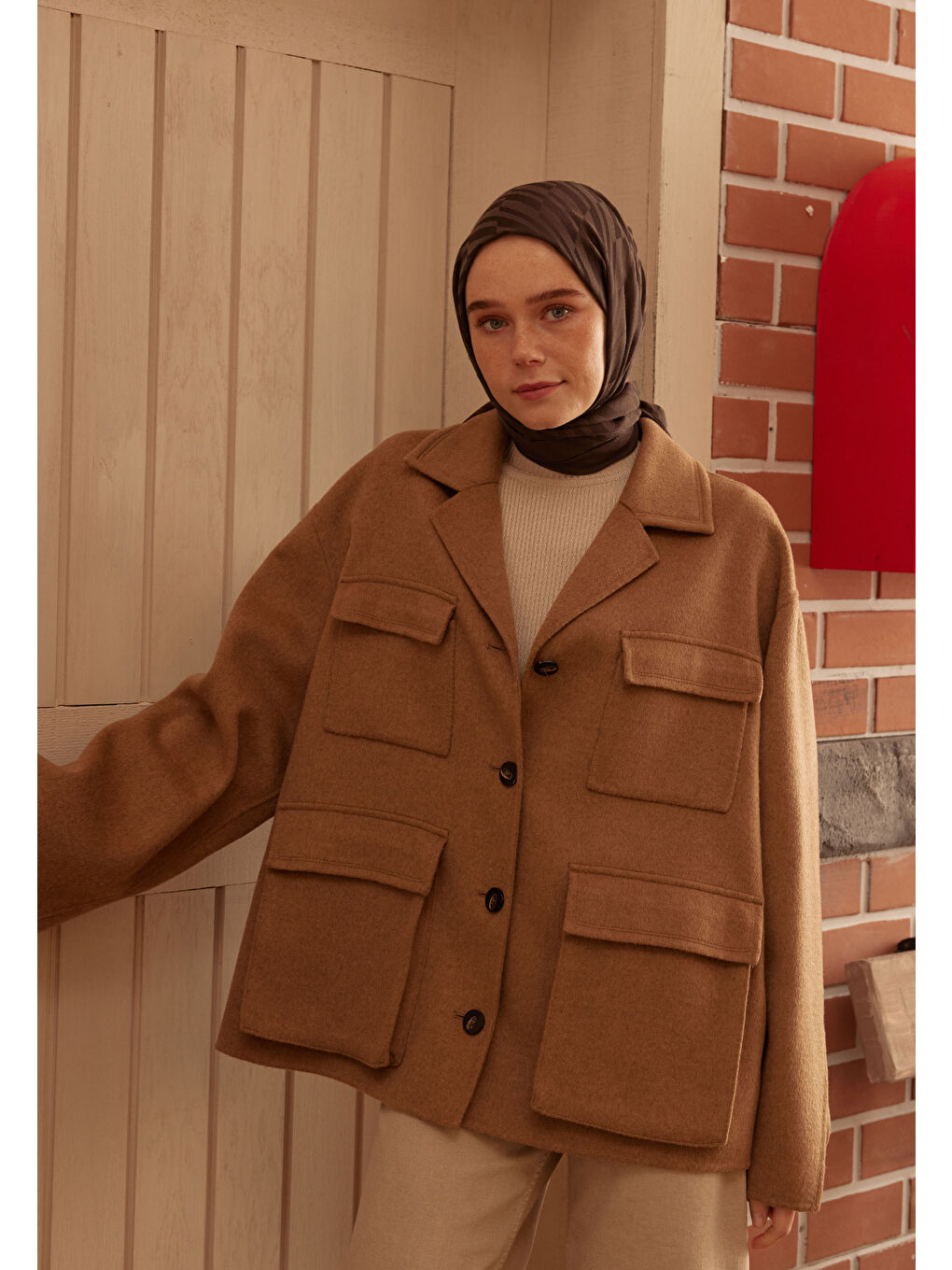 Kahverengi Dublın Jakarlı Şal Çikolata