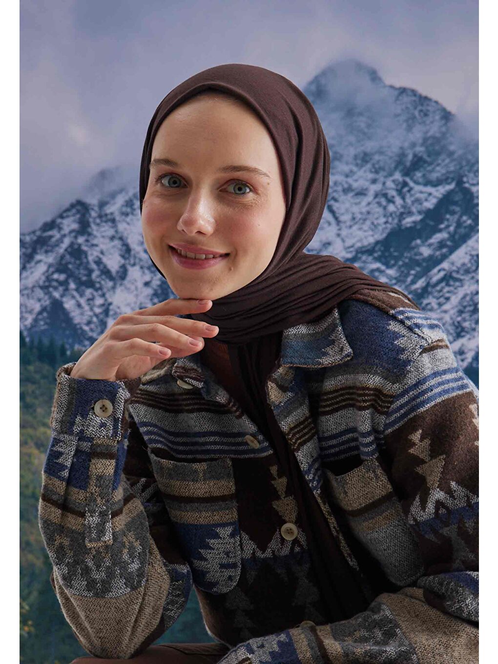 Kahverengi Penye Şal Kakao-1