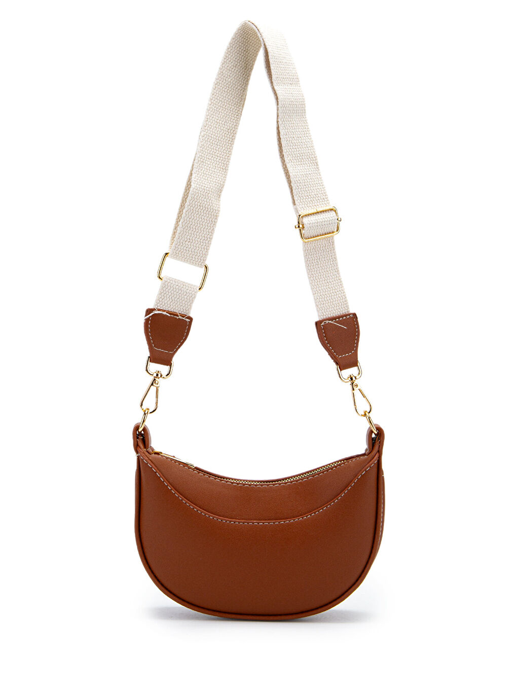 Kahverengi Mini Yarım Ay Tasarım Alisa Kadın El Ve Çapraz Çanta Taba-3