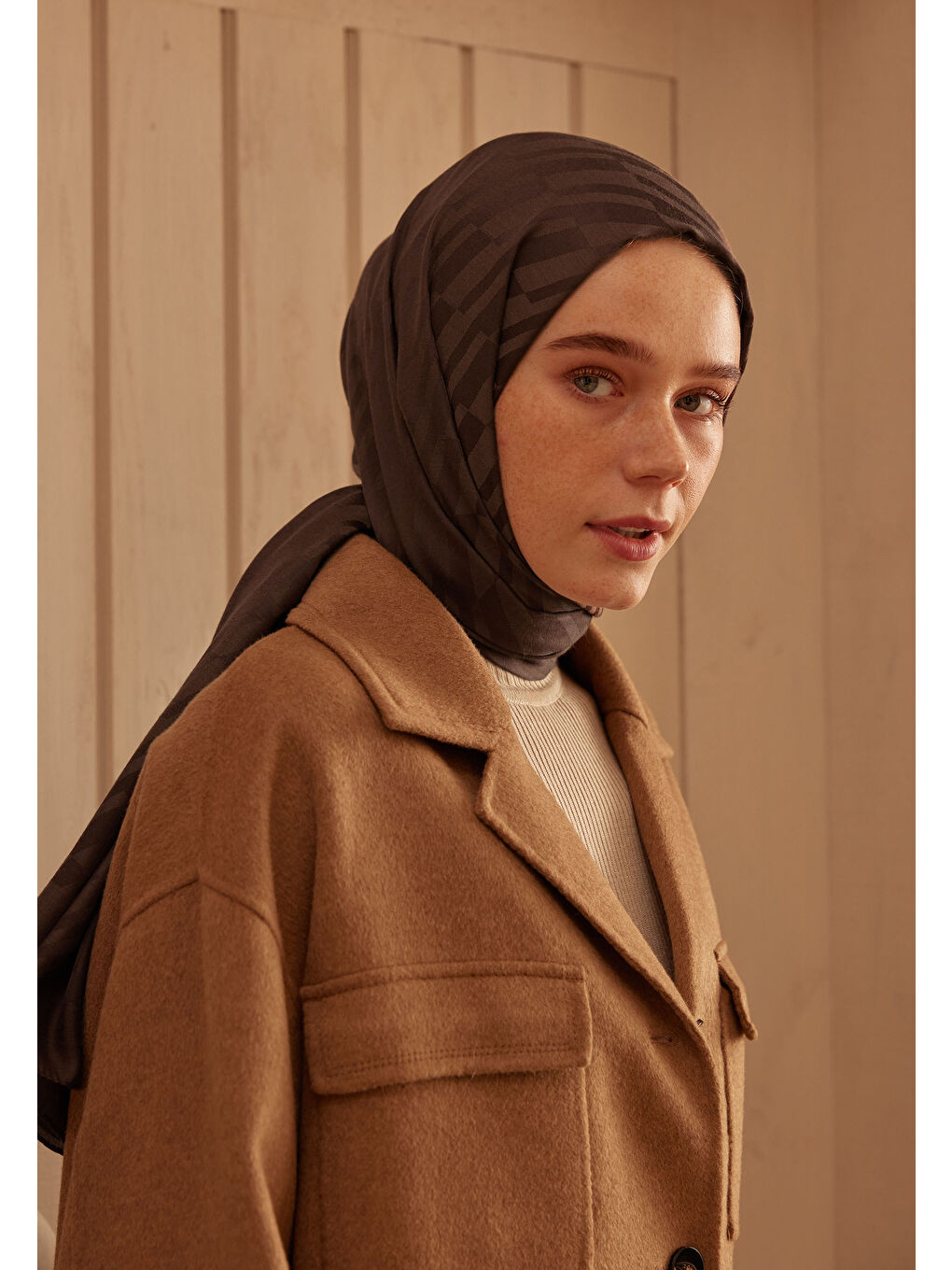 Kahverengi Dublın Jakarlı Şal Çikolata-1