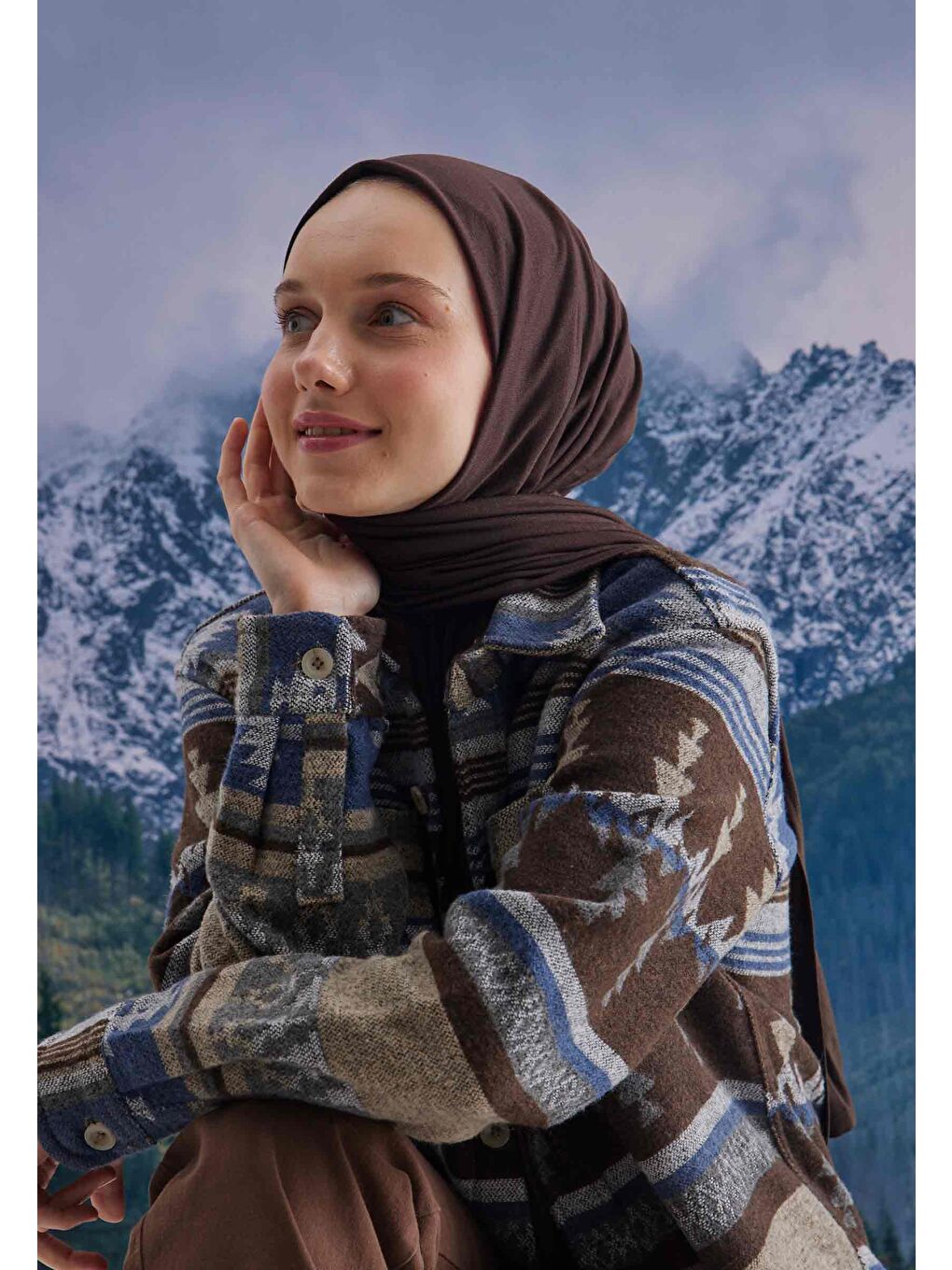 Kahverengi Penye Şal Kakao-3