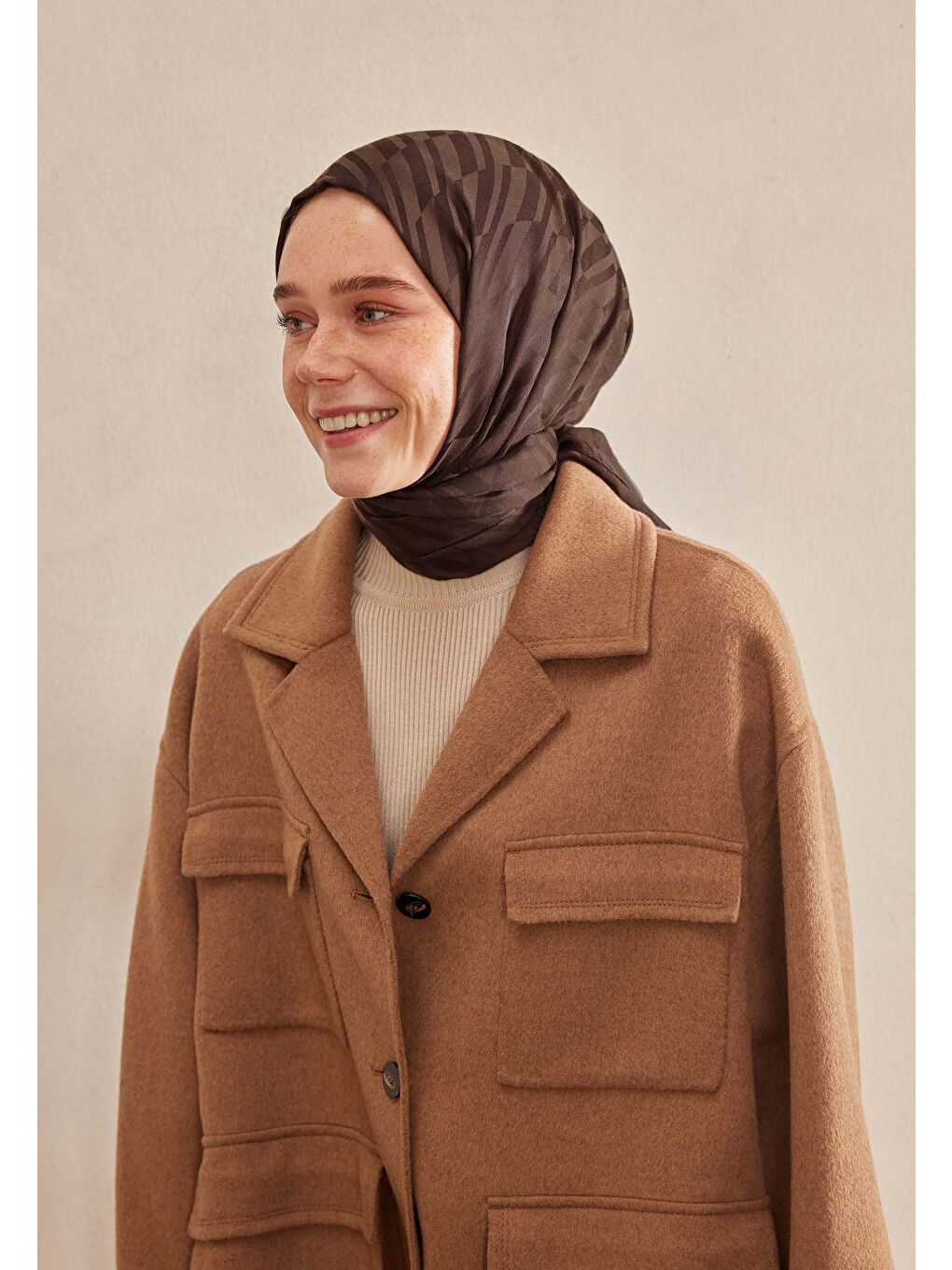 Kahverengi Dublın Jakarlı Şal Çikolata-3