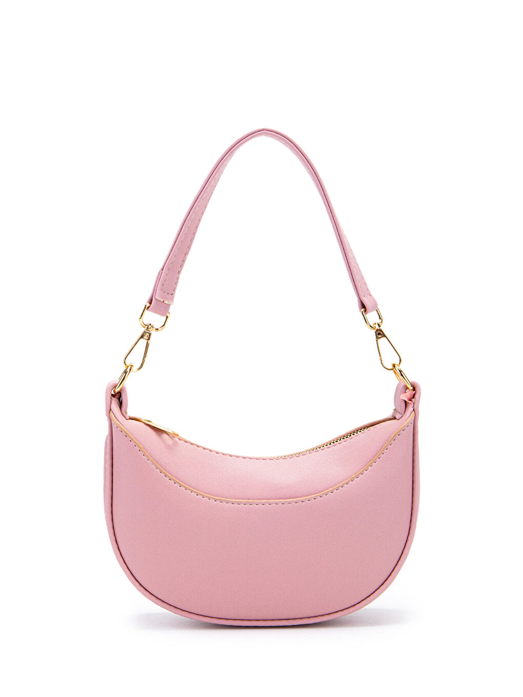 Pembe Mini Yarım Ay Tasarım Alisa Kadın El Ve Çapraz Çanta Pudra