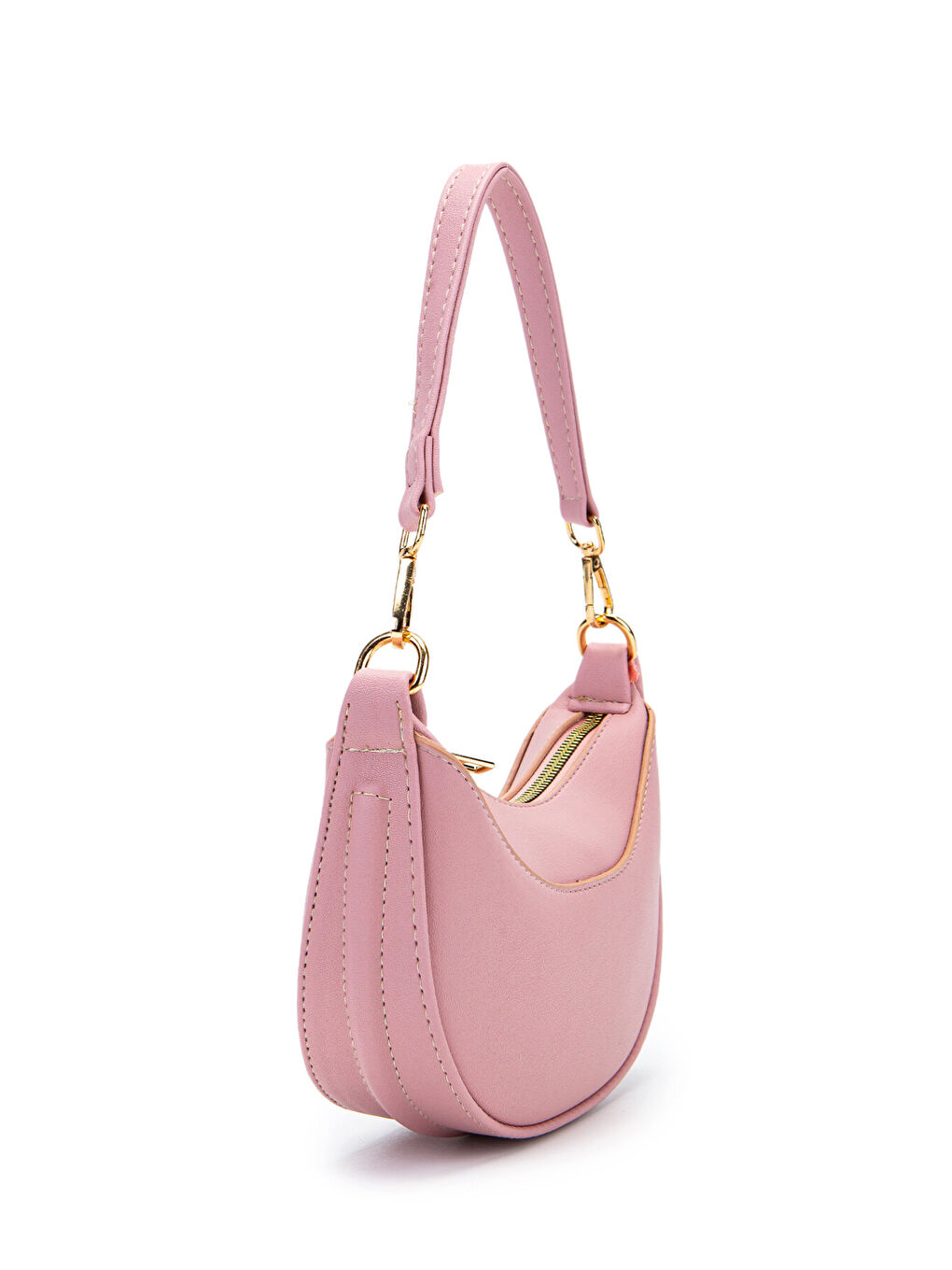 Pembe Mini Yarım Ay Tasarım Alisa Kadın El Ve Çapraz Çanta Pudra-1
