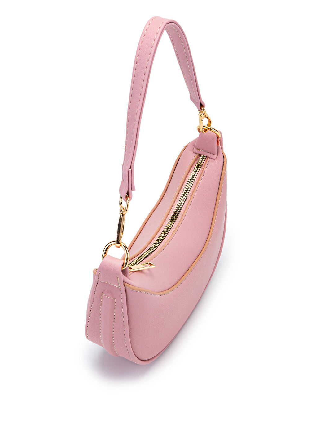 Pembe Mini Yarım Ay Tasarım Alisa Kadın El Ve Çapraz Çanta Pudra-2