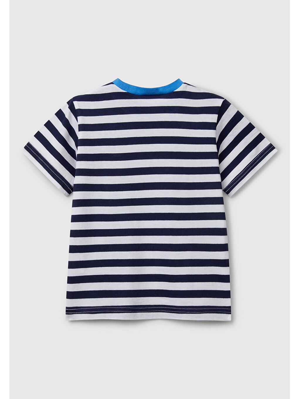 Erkek Çocuk Lacivert Mix Çizgili Önü Logo İşlemeli T-Shirt-1