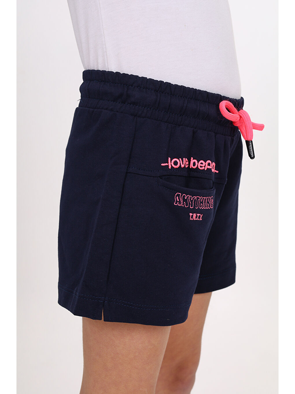 Lacivert Kız Çocuk Nakışlı Şort-2