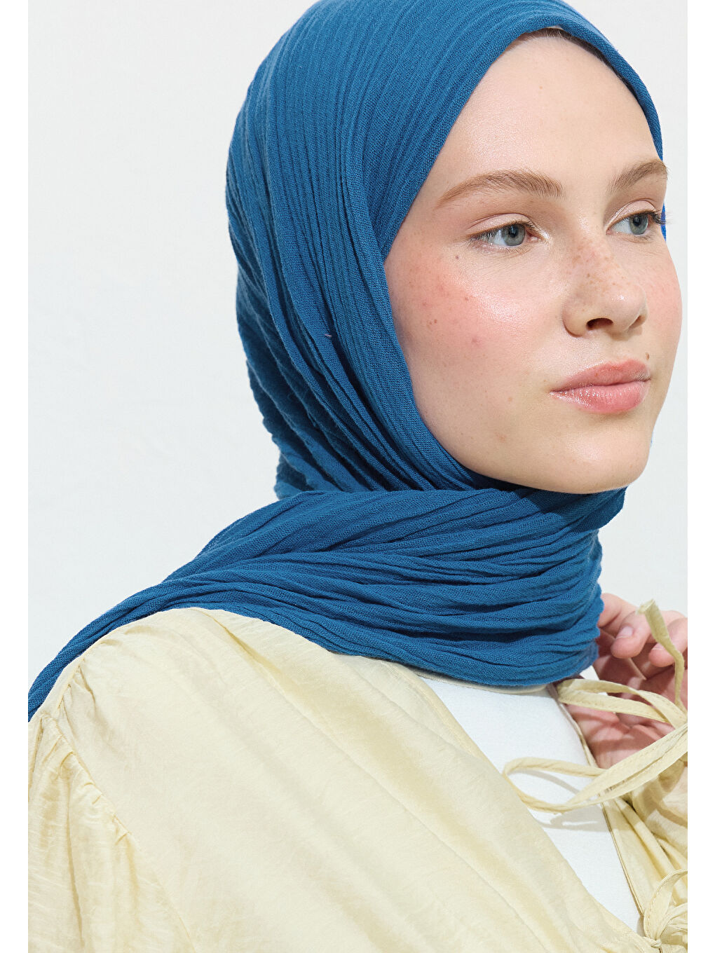 Turkuaz PAMUKLU KETEN ŞAL BUTTERFLY TEA-1