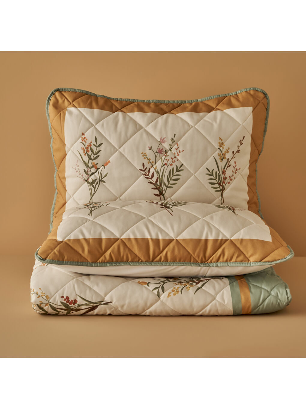 Karışık Flores Kapitoneli Çok Amaçlı Çift Kişilik Yatak Örtüsü Seti (240x220 cm)-4