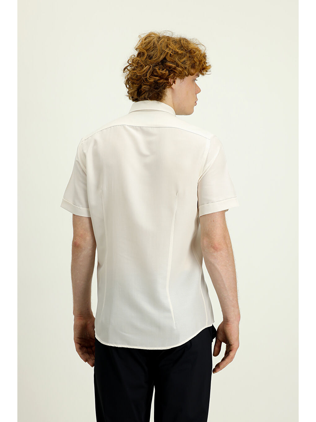 Bej Techno-Line Kısa Kol Slim Fit Dar Kesim Gömlek-2