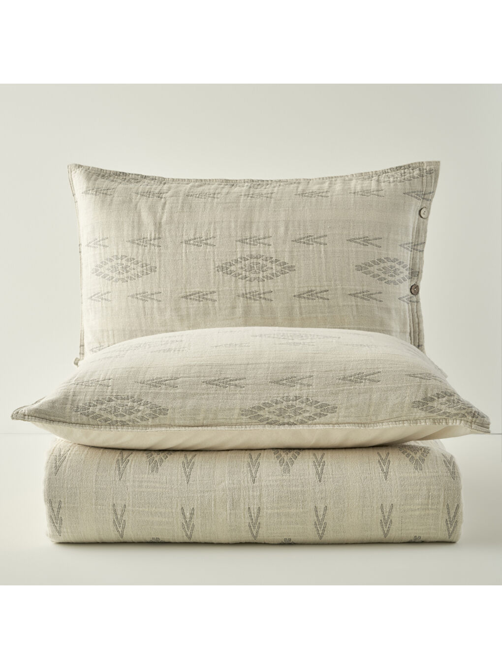 Gri %100 Pamuk Merlin Çift Kişilik Yatak Örtüsü Seti Yeşil (240x260 cm)-4