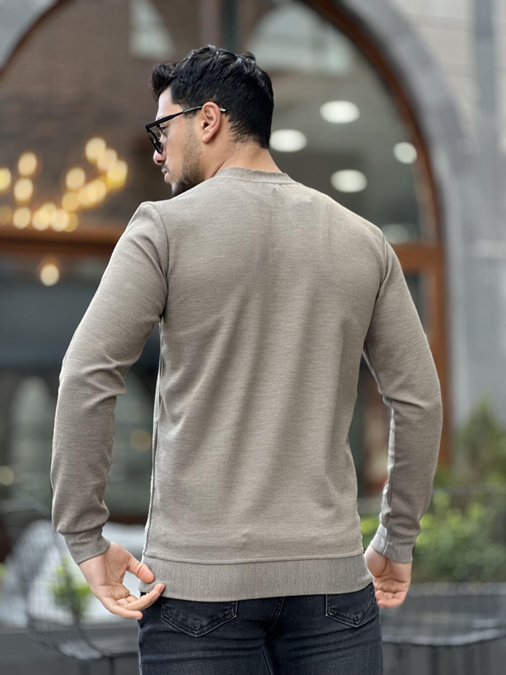 Miron Kahverengi Yarım Fermuarlı Kolej Yaka Sweatshirt Regular Fit-Kahverengi - 3