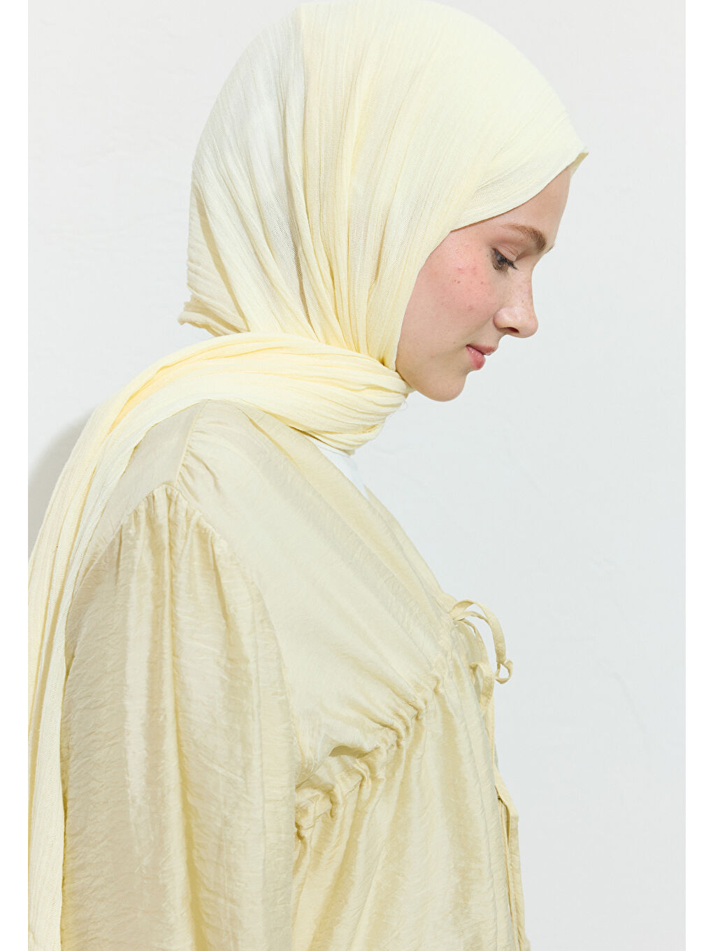 Sarı PAMUKLU KETEN ŞAL BUTTER-2