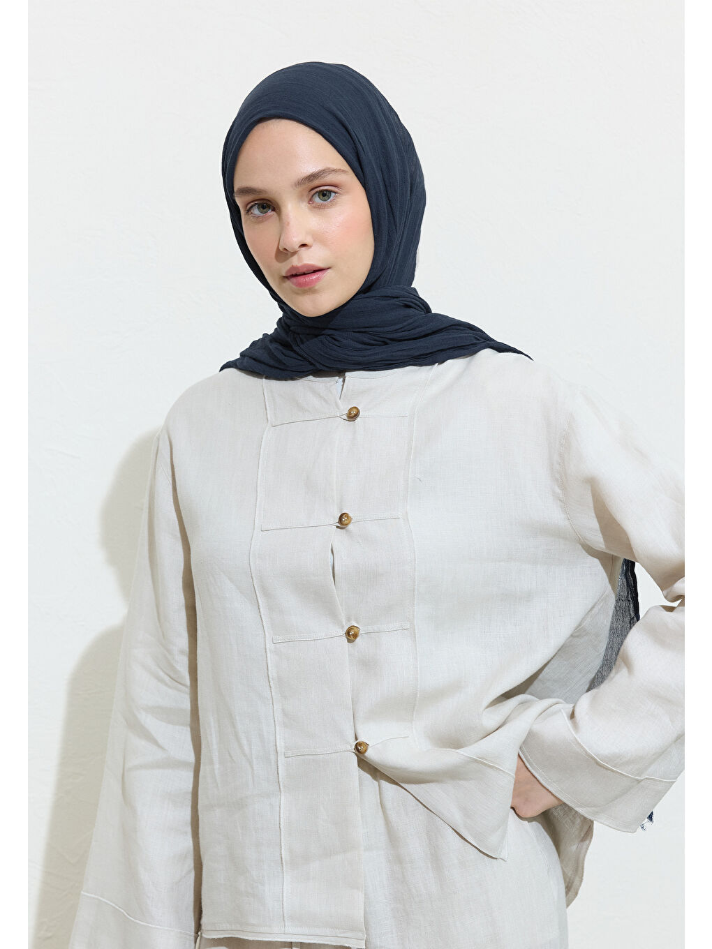 Petrol PAMUKLU KETEN ŞAL CAVIAR