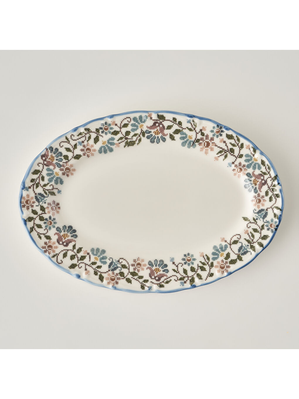 Karışık Vintage Porselen Bordürlü Kayık Tabak (30 cm)