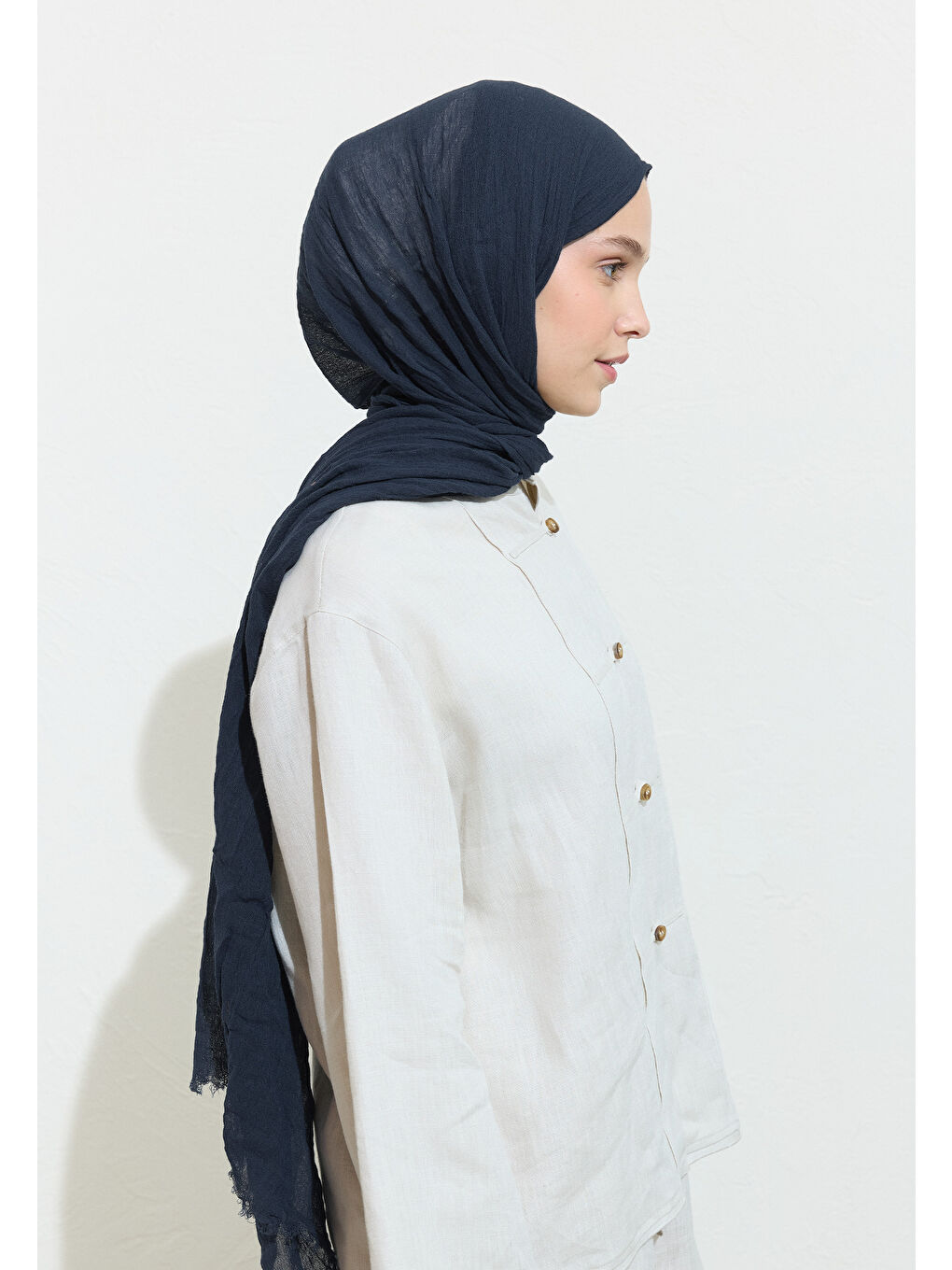 Petrol PAMUKLU KETEN ŞAL CAVIAR-2