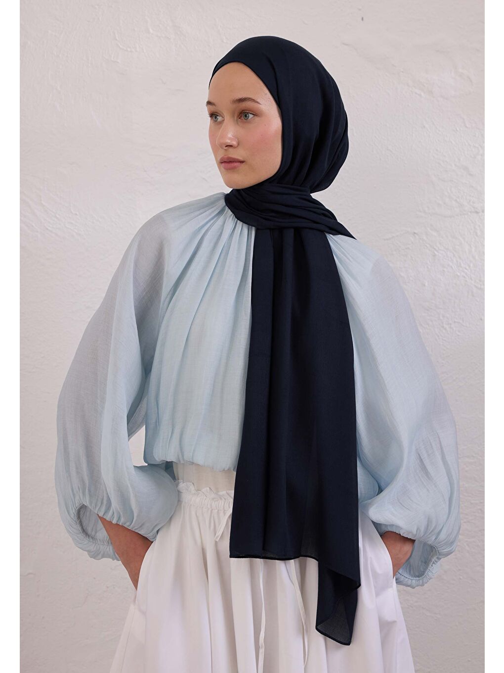 Mavi SOFT VİSKON ŞAL LACİVERT-2