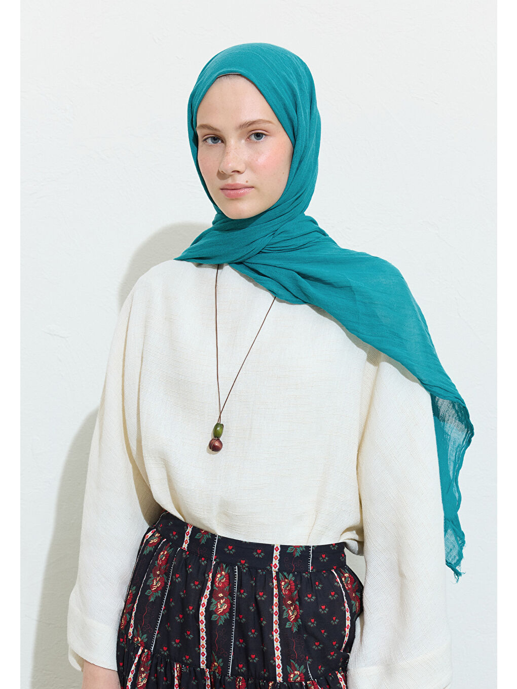 Turuncu PAMUKLU KETEN ŞAL BLUE CHEESE-2