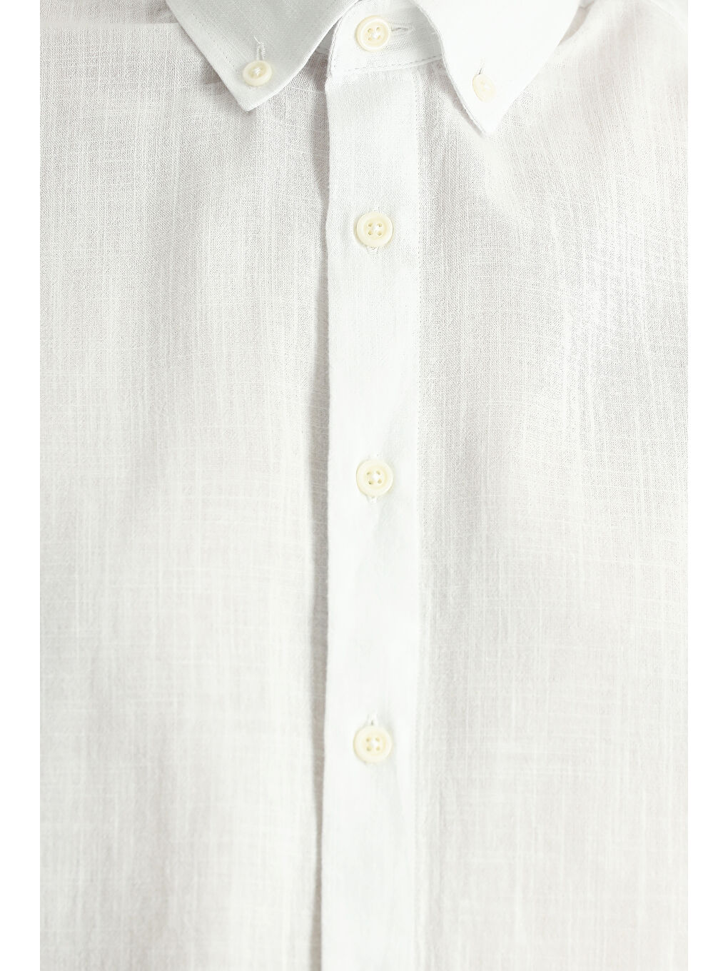 Beyaz Kısa Kol Regular Fit Spor Pamuk Düğmeli Yaka %100 Pamuk Gömlek-5