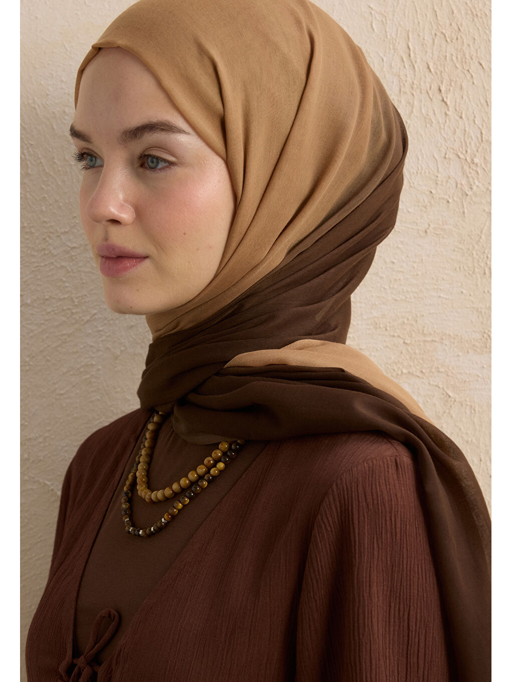 Kahverengi MODAL DEGRADE ŞAL KAHVE-CAMEL-2