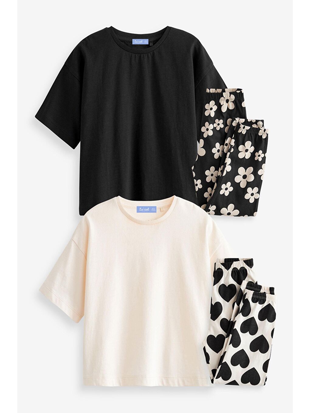 Karışık Kız Çocuk Oversize Tişört Ve Desenli Tayt Takımı – Çift Kombin Seti