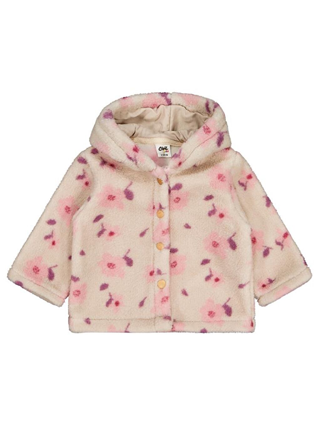 Baby Çiçek Baskılı 6-18 Ay Hırka - Bej 12-18 Ay-2