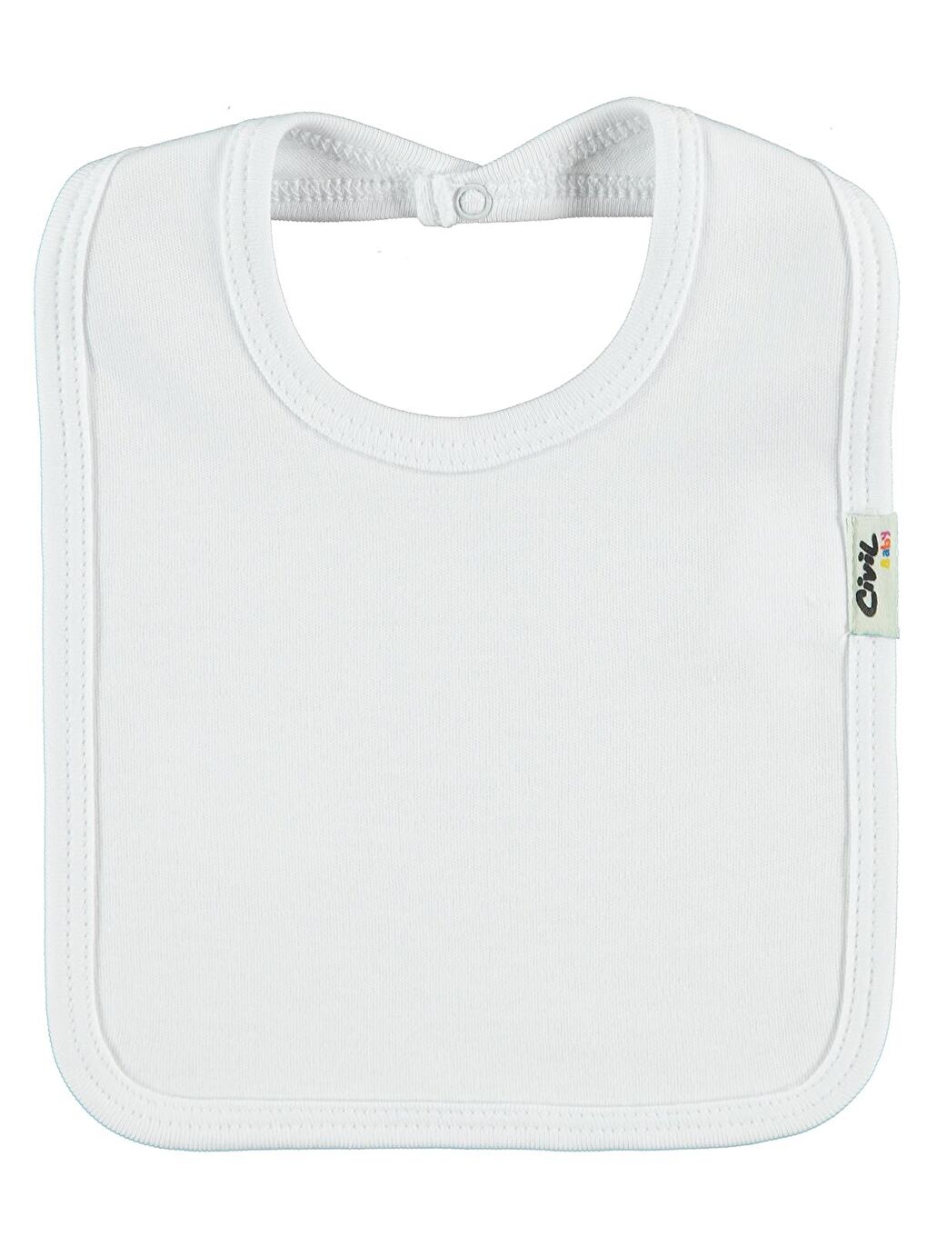 Baby Arkadan Çıtçıtlı Unisex Mama Önlük - Beyaz Standart