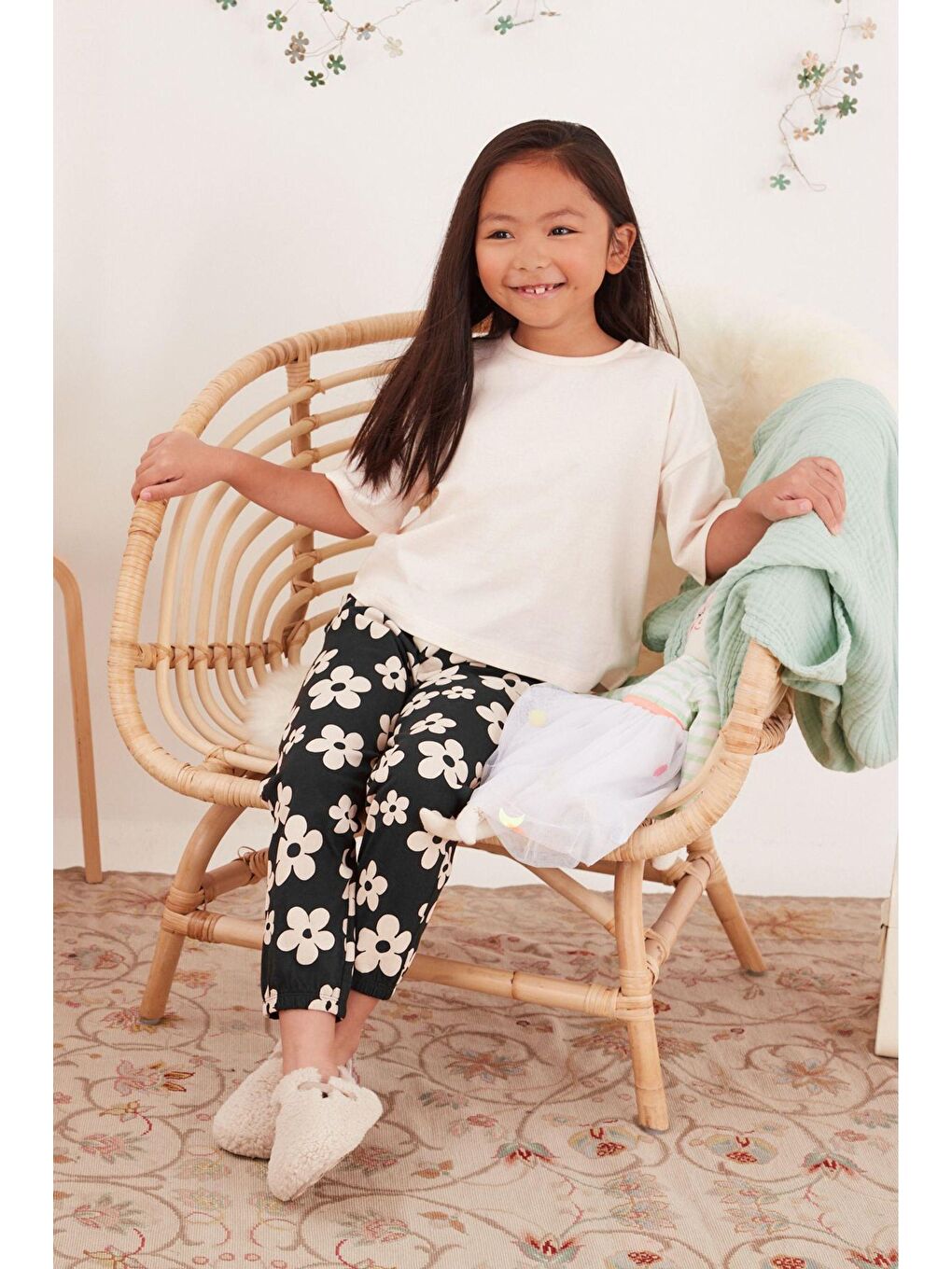 Karışık Kız Çocuk Oversize Tişört Ve Desenli Tayt Takımı – Çift Kombin Seti-3