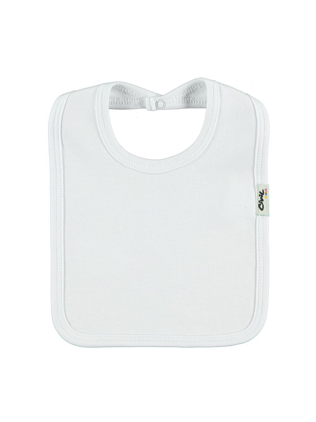 Baby Arkadan Çıtçıtlı Unisex Mama Önlük - Beyaz Standart-1