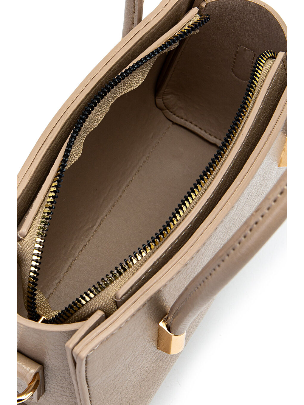 Bej Gold Detay Sabit Askılı Kadın Çapraz Çanta Siena Vizon-4