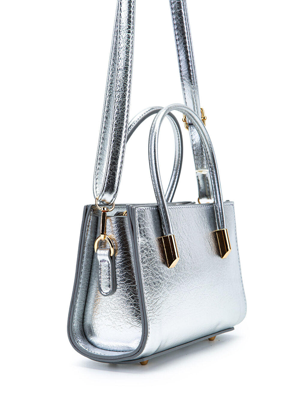 Gri Gold Detay Sabit Askılı Kadın Çapraz Çanta Siena Gümüş-2