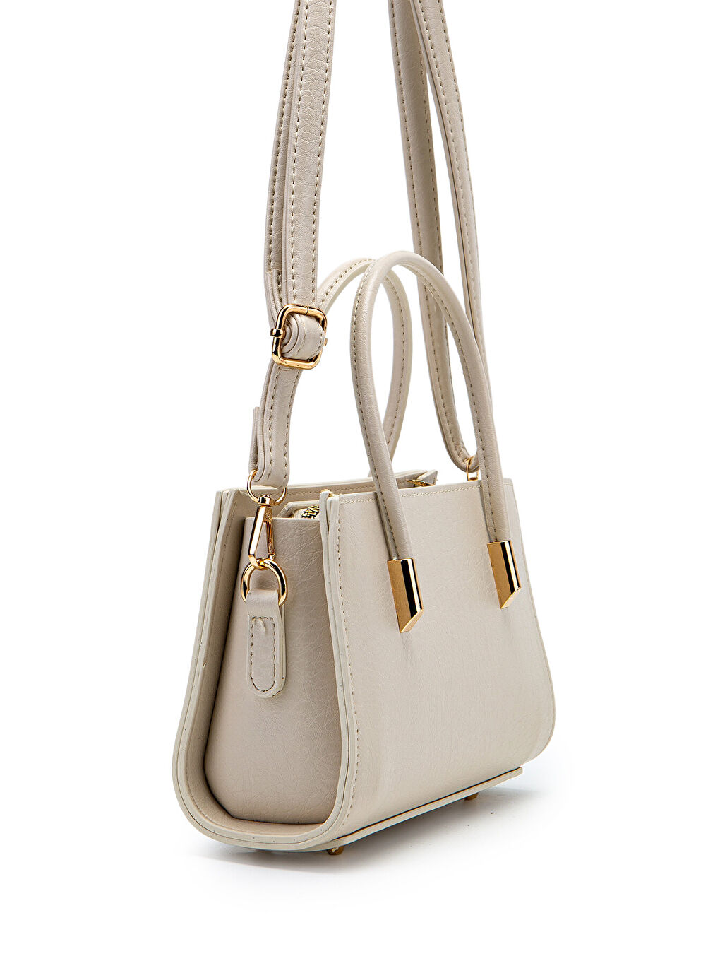 Ekru Gold Detay Sabit Askılı Kadın Çapraz Çanta Siena Krem-2