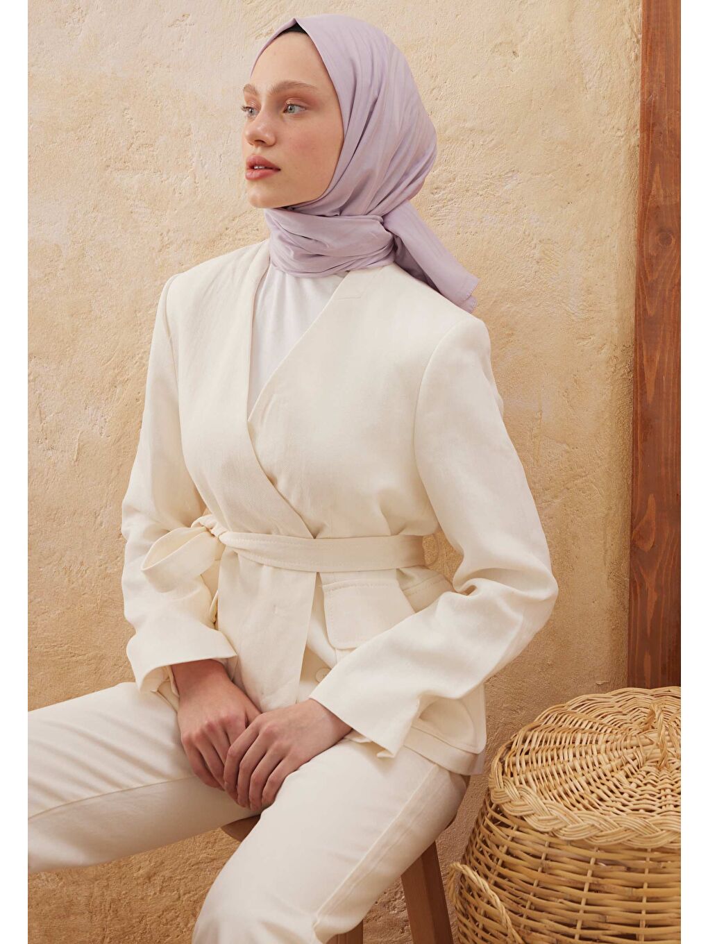 Wave Jakarlı Şal Lila