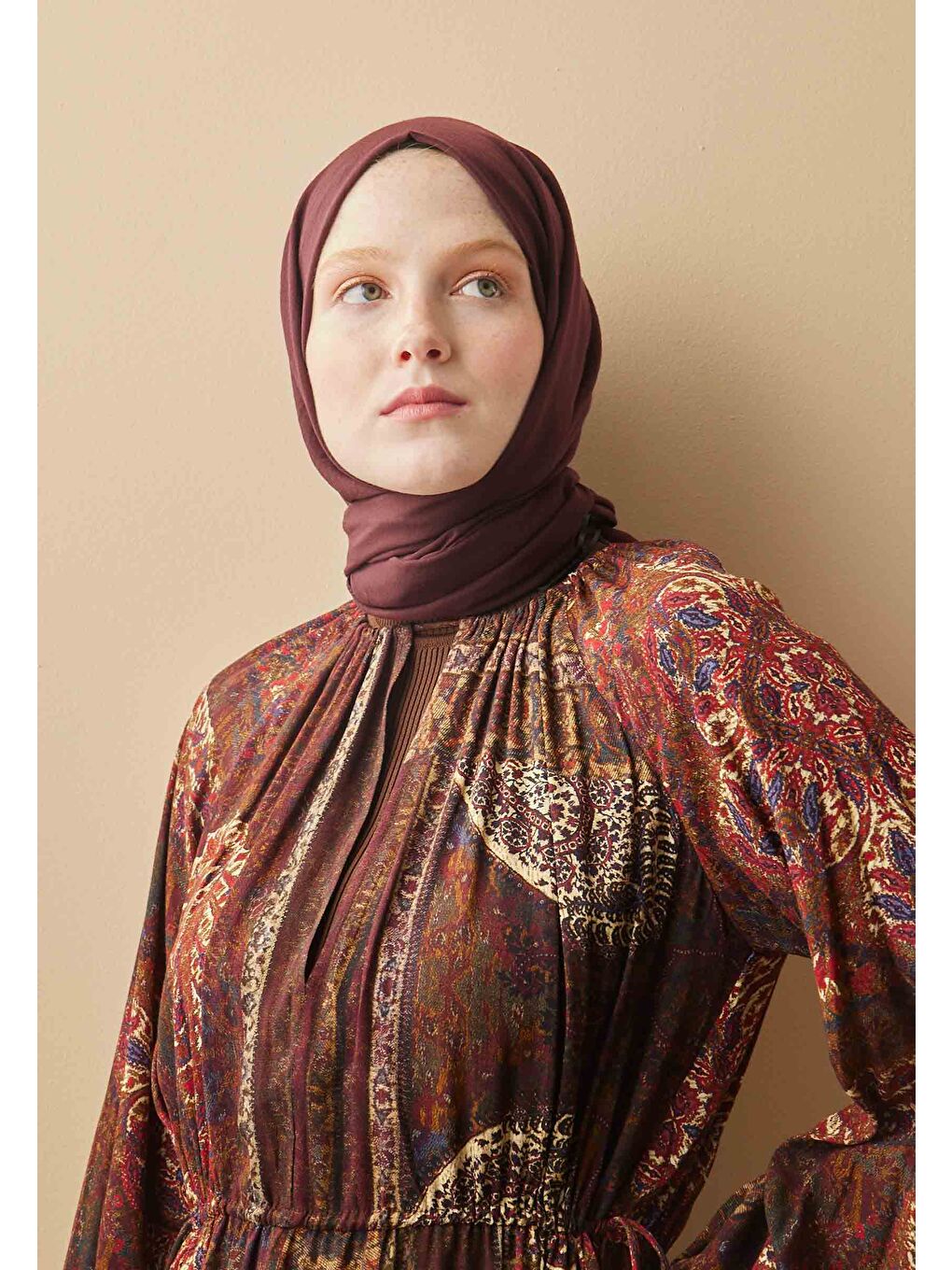 Pamuk Crash Şal Koyu Bordo-1