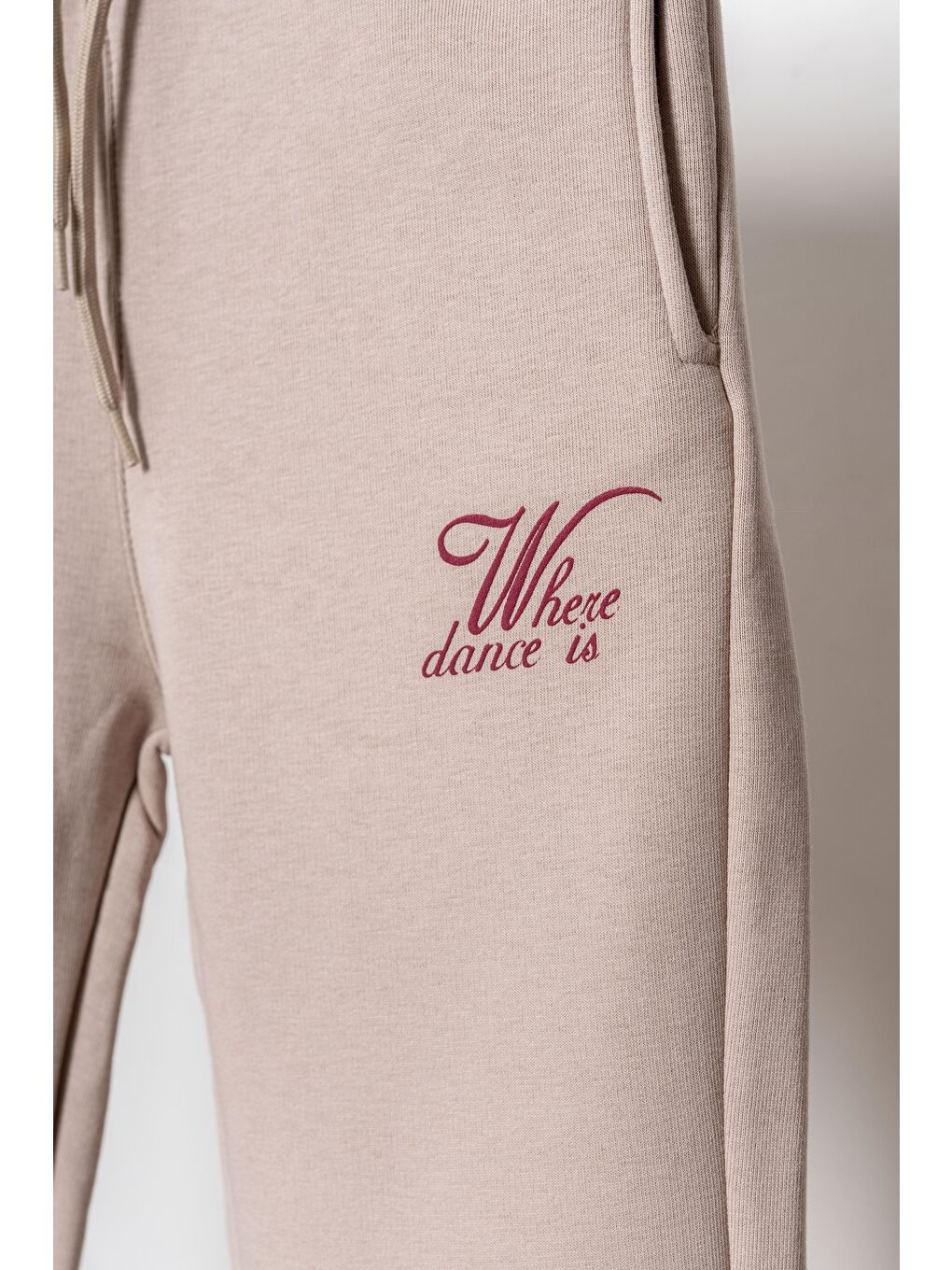 Bej 3 İp Where Dance İs Baskılı Kız Çocuk Eşofman Altı-1