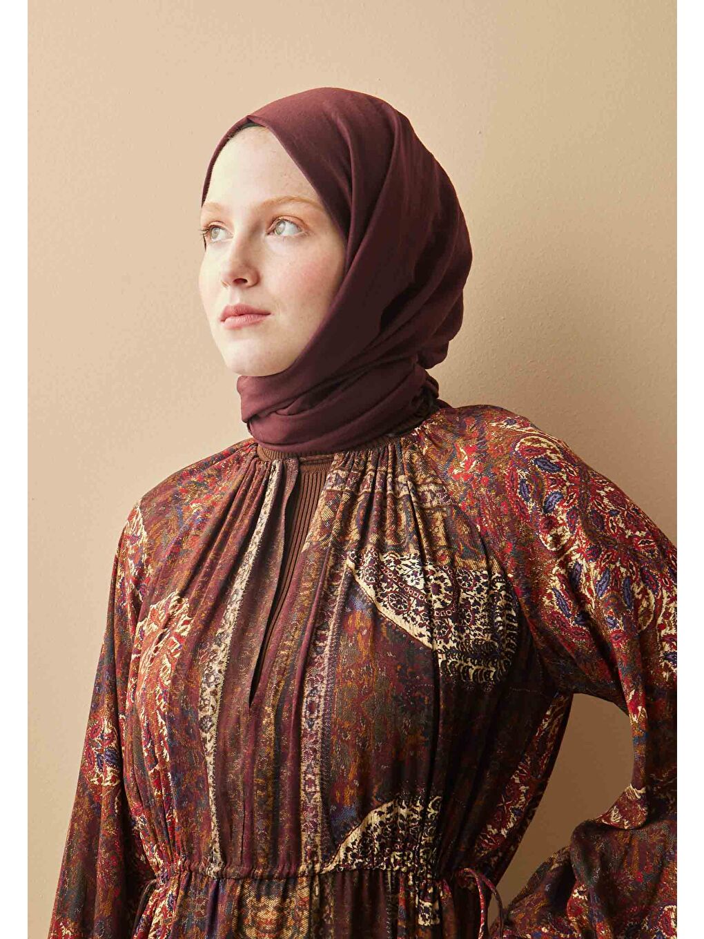 Pamuk Crash Şal Koyu Bordo-2