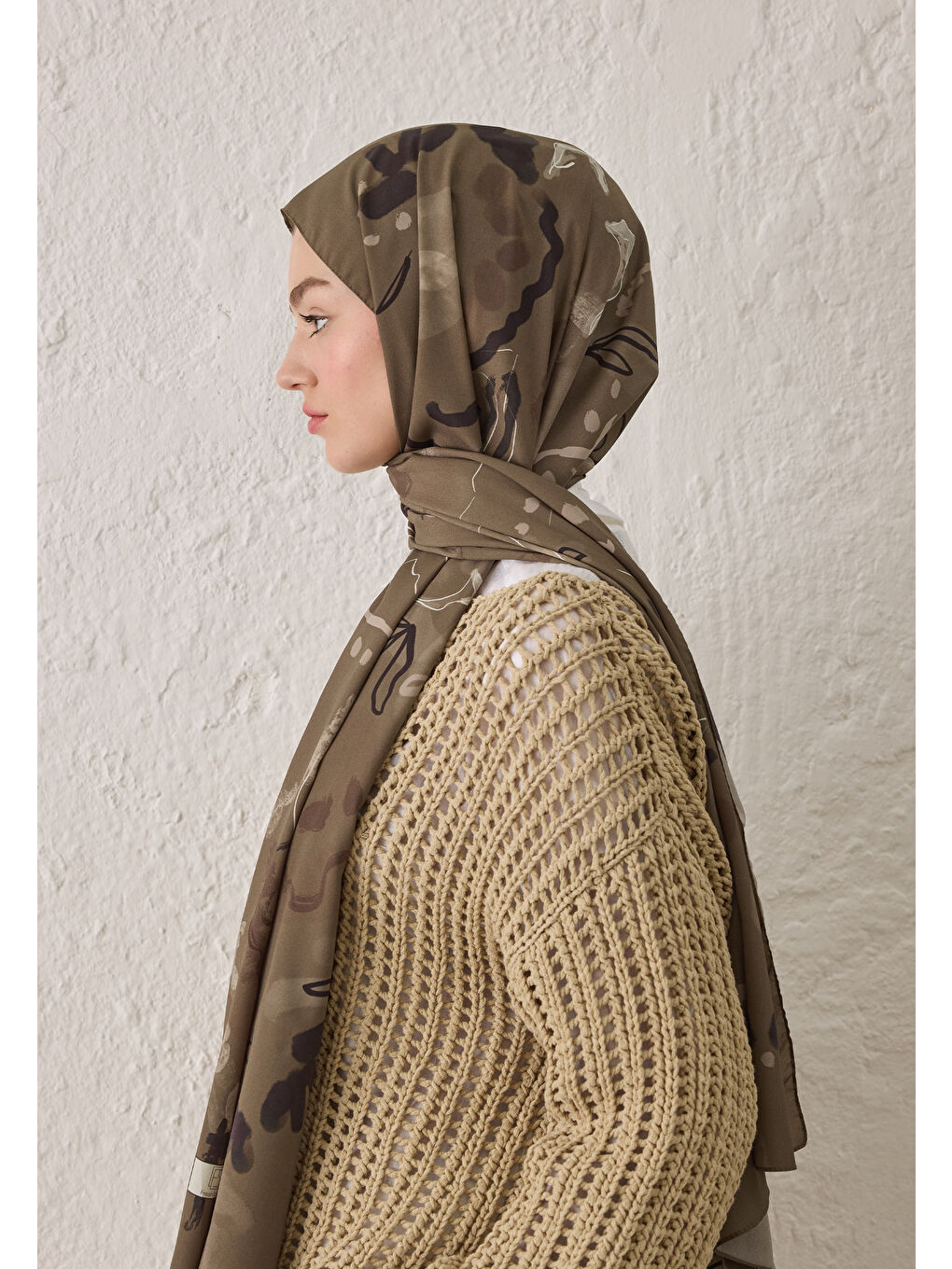 Bej Aura Desen Şal Vizon-2