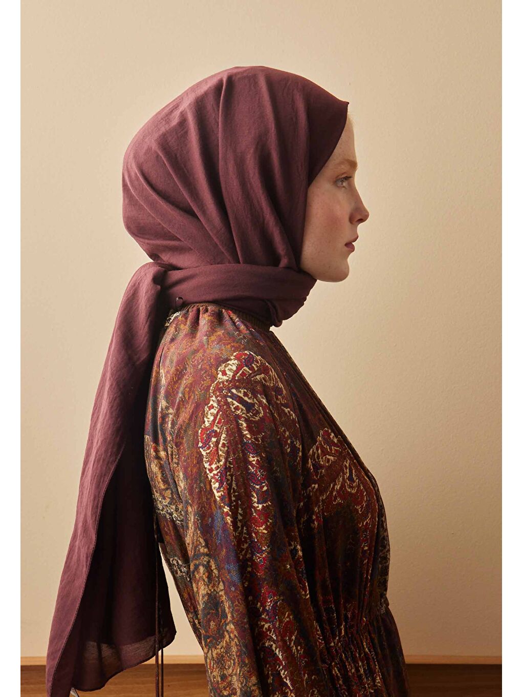 Pamuk Crash Şal Koyu Bordo-3